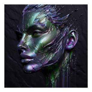An Abstract Portrait Of Woman's Face - Textured Poster