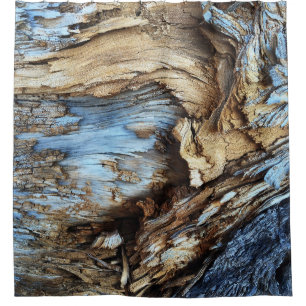 An abstract texture in light brown and blue tree b shower curtain