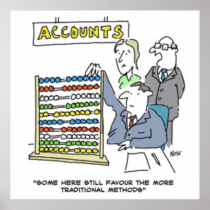 An Accountant Using an Abacus at Work Poster