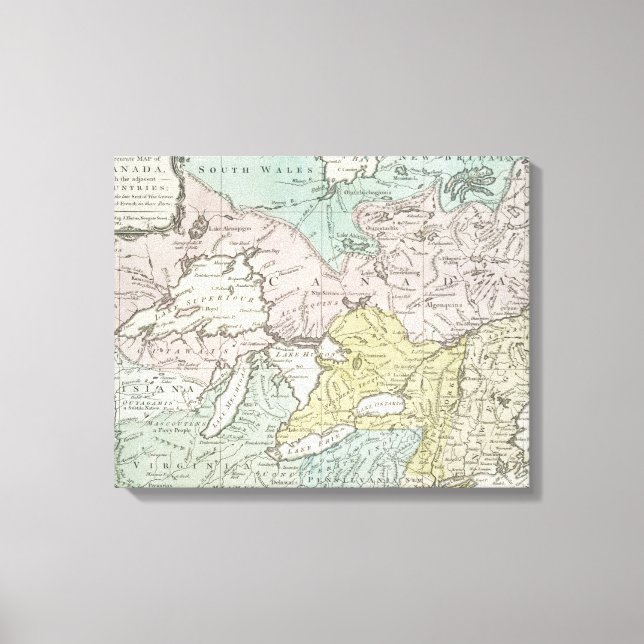 An Accurate Map of Canada, 1761 Canvas Print (Front)