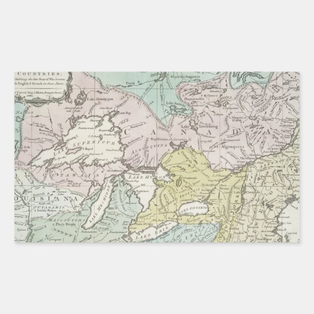 An Accurate Map of Canada, 1761 Rectangular Sticker (Front)
