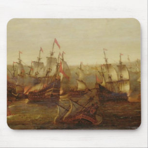 An Action between Spanish Ships and Barbary Galley Mouse Pad