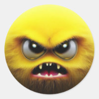An adorable angry fuzzy yellow ball character