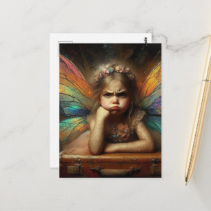 An adorable annoyed Fairy with suitcase Postcard