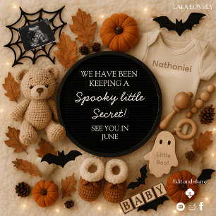 An adorable cozy fall pregnancy announcement