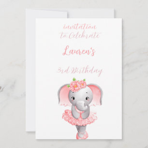 An Adorable Elephant illustration 3rd  Invitation