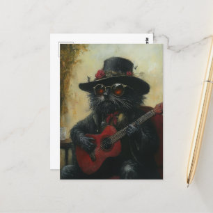 An Adorable Musical Black Kitty Postcard