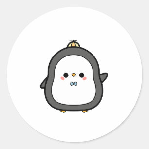 An adorable penguin illustration lovely cute classic round sticker