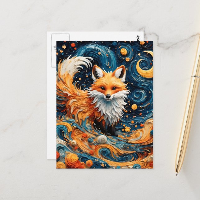 An Adorable Red Fox in the Galaxy Postcard (Front/Back In Situ)
