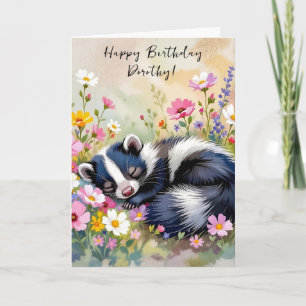 An Adorable Skunk Themed Personalised Birthday Card