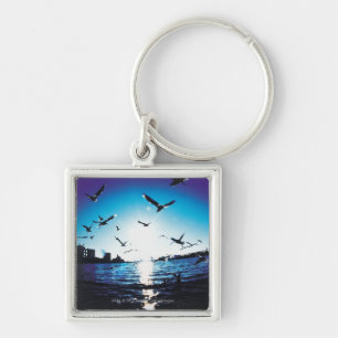 An aerial fisheye lens view of Tokyo Bay, Japan Key Ring