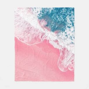 An aerial view of a pink sandy beach in New South Fleece Blanket