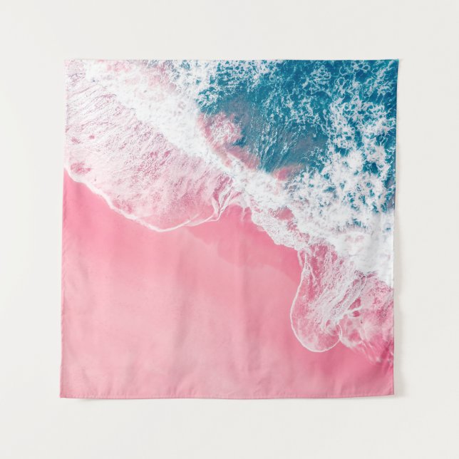 An aerial view of a pink sandy beach in New South  Tapestry (Front)