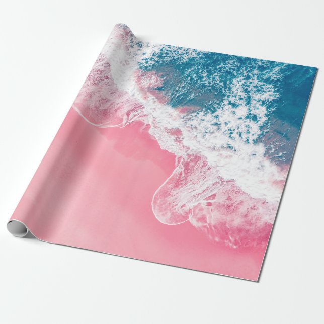An aerial view of a pink sandy beach in New South  Wrapping Paper (Unrolled)