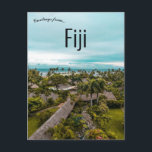 An Aerial View of Fiji Postcard<br><div class="desc">This postcard features an aerial view of Fiji with blue skies and palm trees. Photo credit: Savir C,  2020.

Enjoy your new An Aerial View of Fiji Postcard!</div>