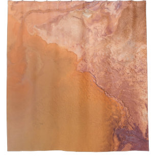 AN AERIAL VIEW OF THE VIBRANT AND COLORFUL WATERS SHOWER CURTAIN