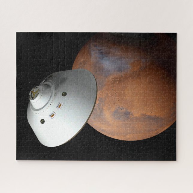 An Aeroshell-Encased Spacecraft Approaching Mars. Jigsaw Puzzle (Horizontal)