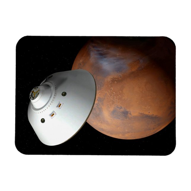An Aeroshell-Encased Spacecraft Approaching Mars. Magnet (Horizontal)
