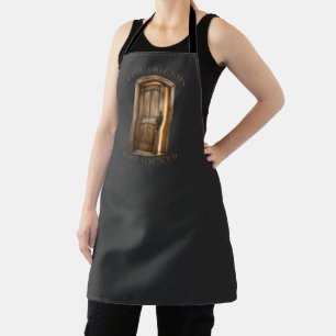 An aged wooden door. apron