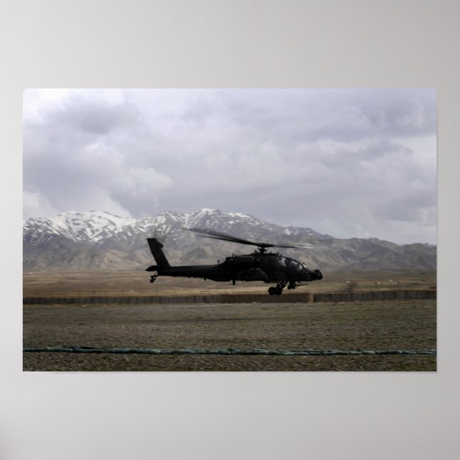 An AH-64A Apache taking off Poster (Front)