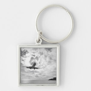 An airliner comes in for a landing at Princess Key Ring