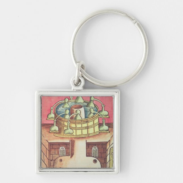 An alchemist's water-bath or bain-marie key ring (Front)