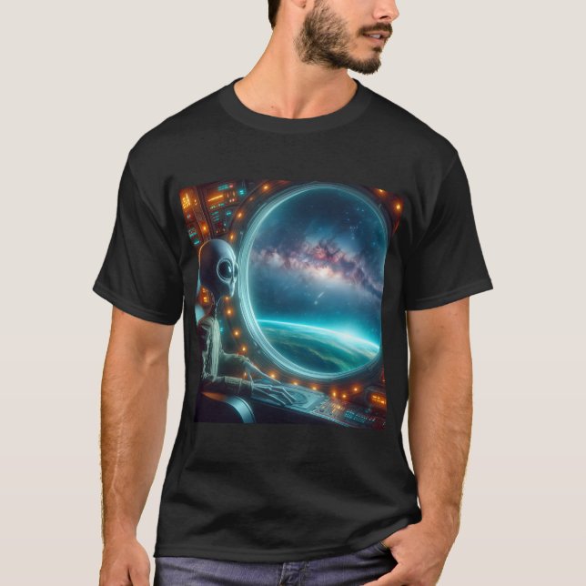 An Alien Looking Out to Space T-Shirt (Front)