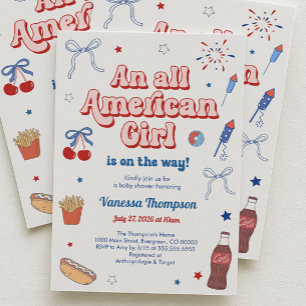 An All American Girl Baby Shower Invitation