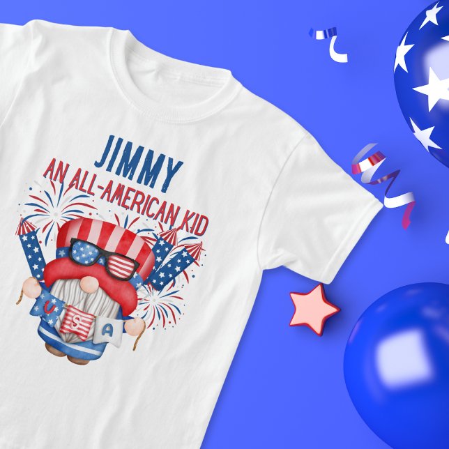 “An All-American Kid” Gnome Personalised  T-Shirt (Creator Uploaded)