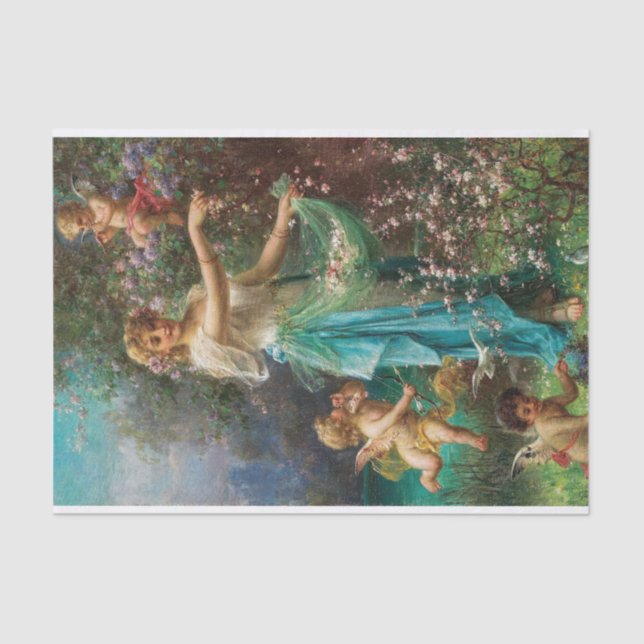 An Allegory of Spring with Cupid by Hans Zatzka Tissue Paper (Front)