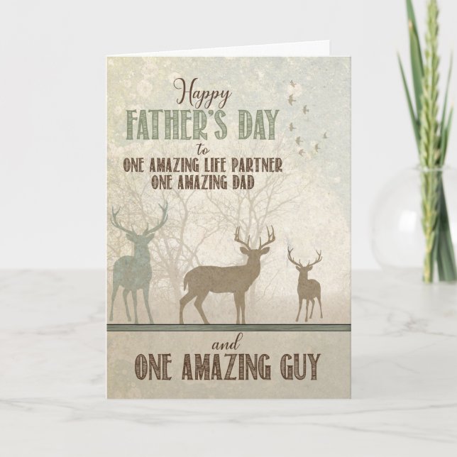an AMAZING Life Partner Father's Day Forest Deer Card (Front)