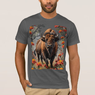 An American Bison Surrounded By Indian paintbrush T-Shirt