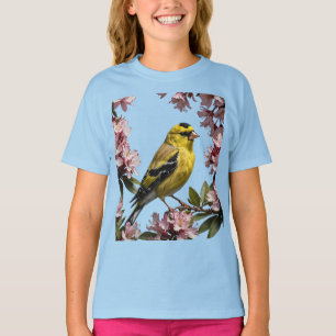 An American Goldfinch Surrounded By Rhododendron T-Shirt