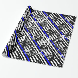 An American Thin Blue Line Display Wrapping Paper