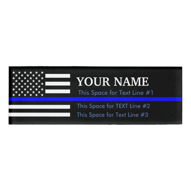 An American Thin Blue Line Name Display Tag (Front)