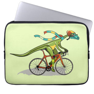 An Anabisetia Dinosaur Riding A Bicycle. Laptop Sleeve