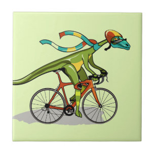 An Anabisetia Dinosaur Riding A Bicycle. Tile