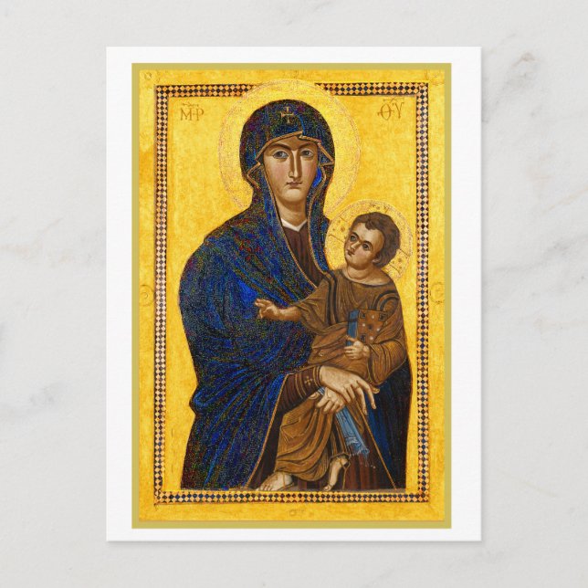 An Ancient Madonna and Child Holiday Christmas  Postcard (Front)