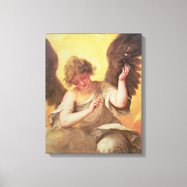 An Angel holding a Glass Flask Canvas Print (Front)