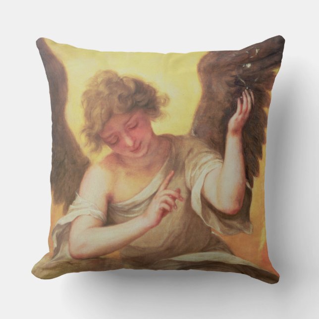 An Angel holding a Glass Flask Cushion (Front)