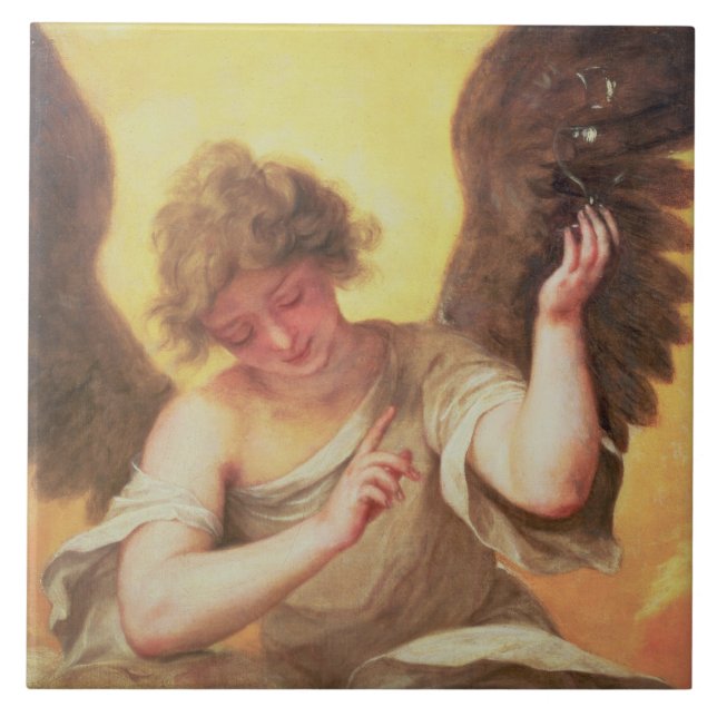 An Angel holding a Glass Flask Tile (Front)
