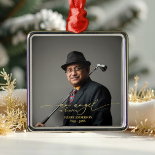 An Angel In Heaven Gold Foil Memorial Photo Metal Tree Decoration