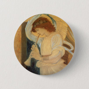 An Angel Playing a Flageolet By Burne Jones 6 Cm Round Badge