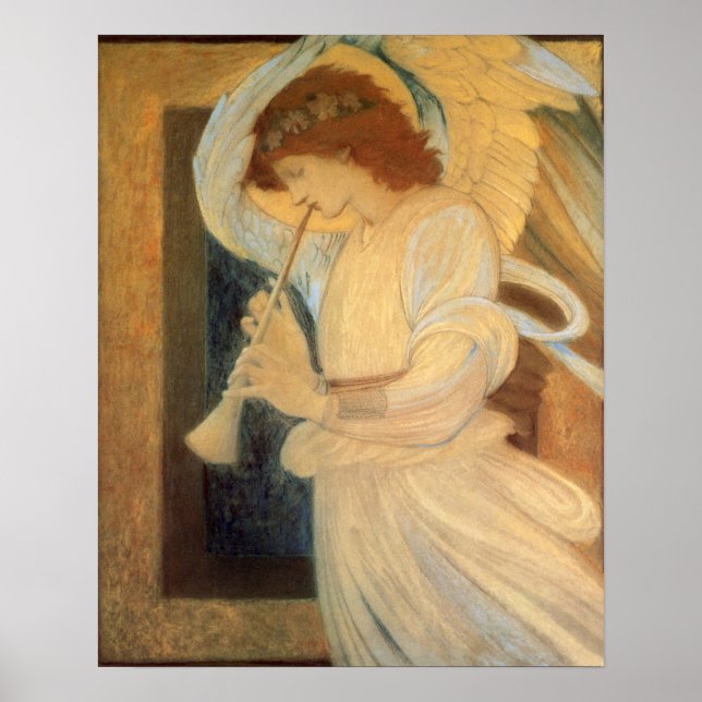 An Angel Playing a Flageolet By Burne Jones Poster (Front)