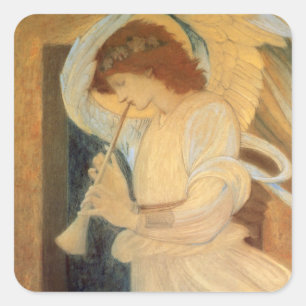 An Angel Playing a Flageolet By Burne Jones Square Sticker