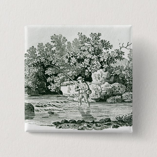 An Angler in a River Pool, from 'British 15 Cm Square Badge (Front)