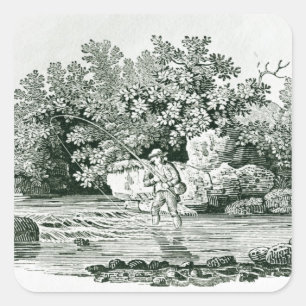 An Angler in a River Pool, from 'British Square Sticker