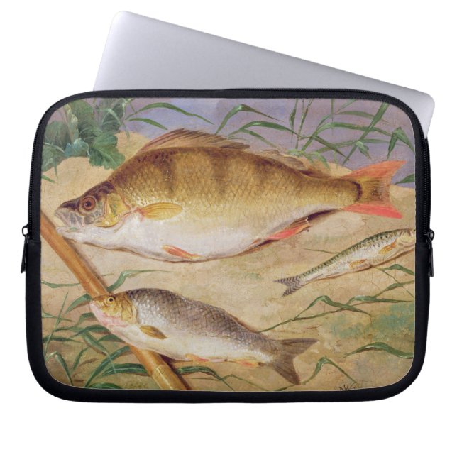 An Angler's Catch of Coarse Fish (oil on panel) Laptop Sleeve (Front)