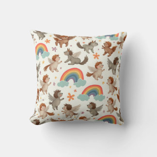 an animal angel running in heaven cushion