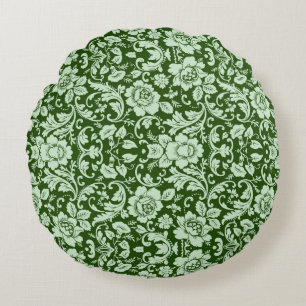 An antique floral damask round cushion
